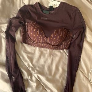 Long sleeve Brown/Tan Mesh Ivy Park top. Small